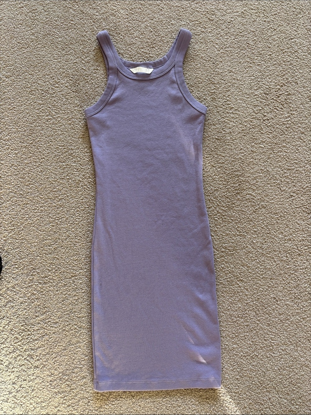 H&M Lilac Ribbed Tank Bodycon Midi Dress